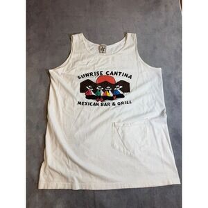 Vintage Aloe Sunrise Cantina Mexican Bar Grill Tank Top White Cotton OS USA